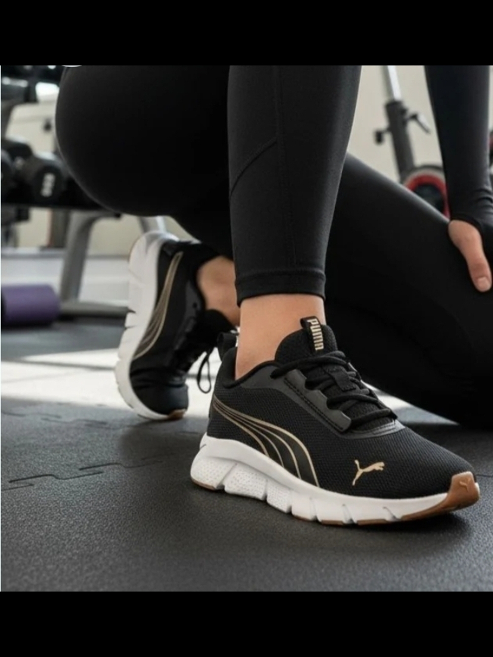 Puma Women's Black and Gold Lightweight Running Shoes